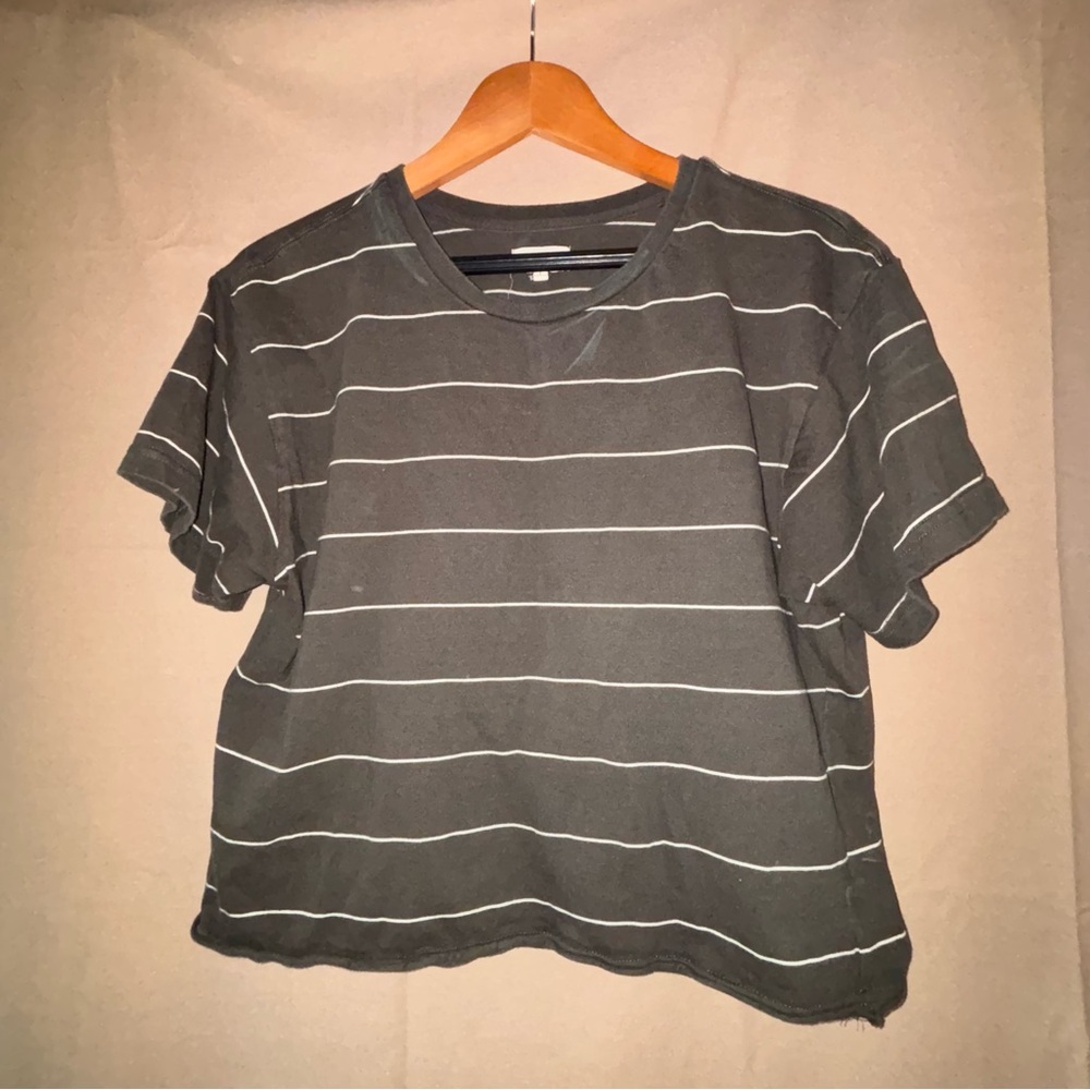 Thread & Supply Green and White  Boxy Crop T-Shirt, Large